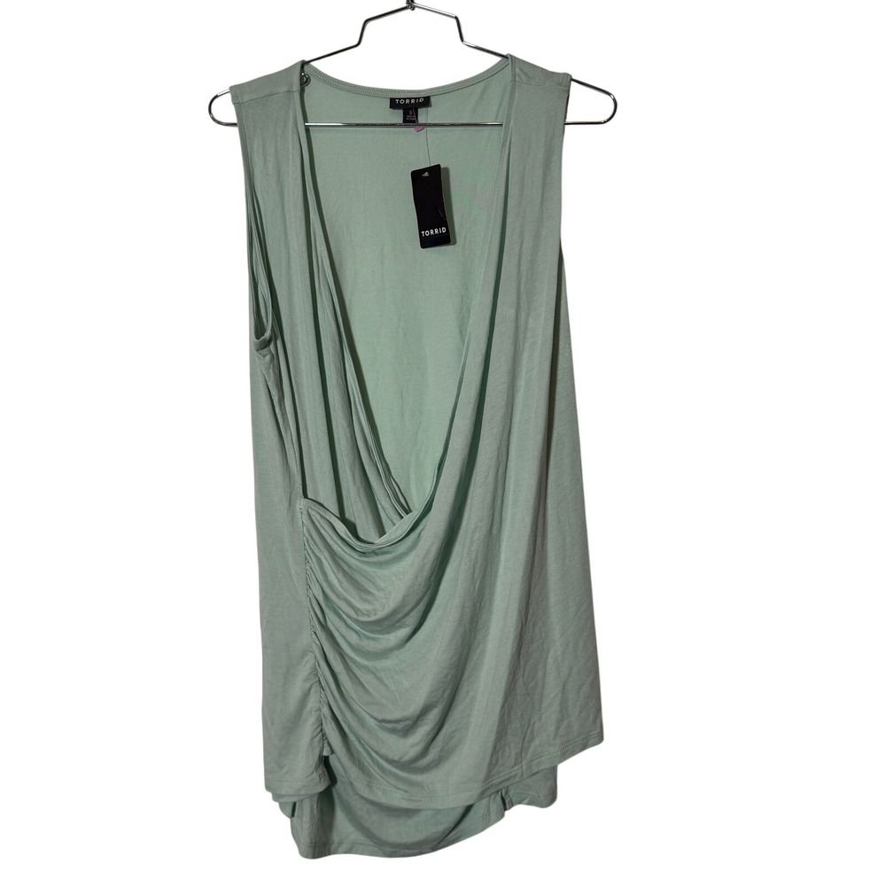 Torrid Surplice Tank Womens 3 3X Harbor Gray NWT Ruched Studio Tissue Jersey Top
